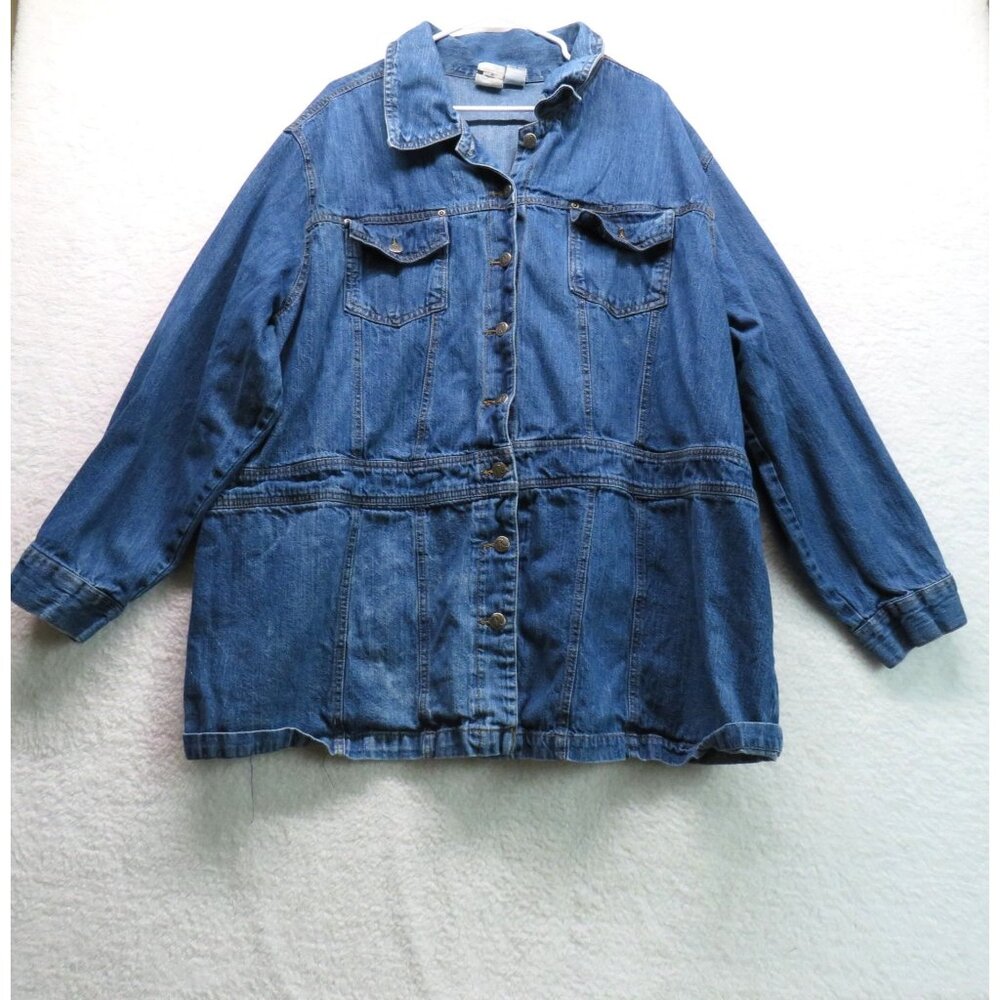 Roamans Jacket Womens Size 30W Medium Wash Denim Jean Button‎ Closure Pockets